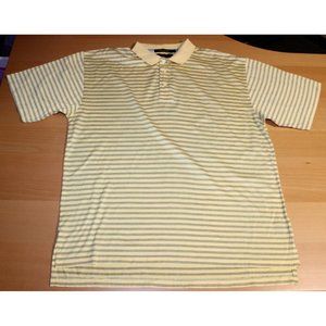 Mens Tommy Hilfiger Short Sleeve SS Golf Casual Polo Shirt Large Yellow Striped